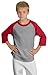 SPORT-TEK Youth Colorblock Raglan Jersey. YT200 Heather Grey/Red