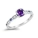 Fancy Wedding Engagement Ring Round Simulated Blue Sapphire Cubic Zirconia 925 Sterling Silver Choose Color