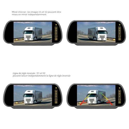 7" 4 Pin Mirror Monitor + 18 LED Night Vision Waterproof Rear View Camera with 15m Cable for Truck Caravan Trailer Motorhome 12V-24V