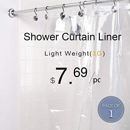 LOVTEX 3Piece PEVA Shower Curtain Liner 72x72 Light Weight 3G Clear