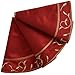 ANOTHERME Deluxe Handmade Large Christmas Tree Skirt with Holly Leaves 50 inch, Festive Holiday Party Decoration (Dark red)