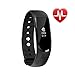 LETSCOM Fitness Tracker Watch, Bluetooth 4.0 Heart Rate Monitor Bracelet, IP67 Waterproof Touch Screen Smart Bands with Activity Tracker for iPhone Android Smartphone Black