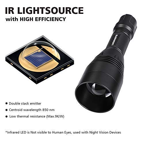 850nm Infrared Hunting Light Flashlight, Beam Adjustable IR Illuminator