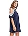 MakeMeChic Women's Cold Shoulder Casual Chiffon Summer Beach Dress Navy M