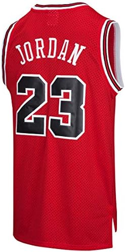 RAAVIN Legend Mens #23 Basketball Jersey Retro Athletics Jersey Red White Black/Strip S-XXXL