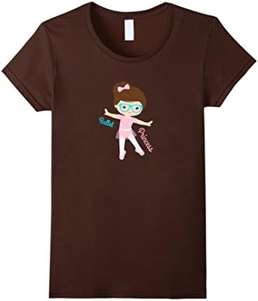 Womens Pink Tutu Glasses Ballerina Ballet T-Shirt for Girls Kids XL Brown