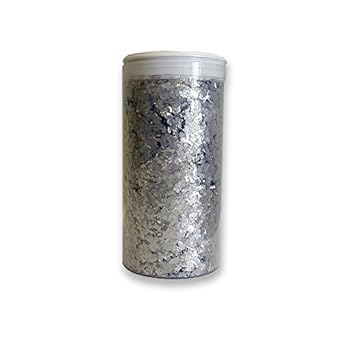 Pure Metallic Silver Mica Flakes, 1/16", 2oz. container
