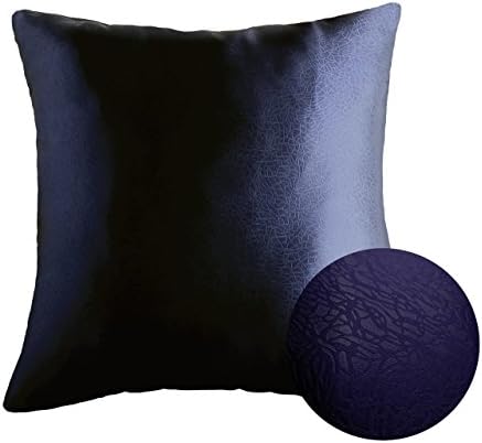 Midnight Dark Navy Blue 18" x 18" Decorative Textured Satin Cushion Cover Throw Square Pillowcase for Chair Sofa Home Decor Pillow