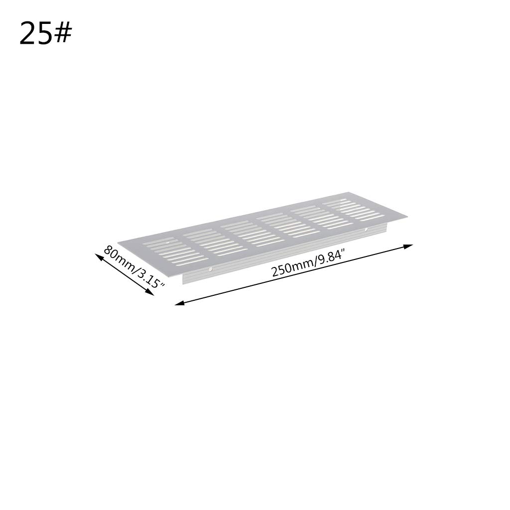 2 Griglie Di Ventilazione Rettangolari In Alluminio 300x50 Mm, Per Pavimento, Parete, Armadio E Credenza, Con Viti