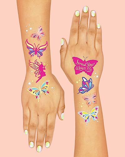 xo, Fetti Butterfly Tattoos for Kids - 34 Glitter styles | Birthday Party Supplies, Butterfly Party Favors + Fairy Decor
