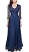 FORTRIC Women 3/4 Sleeve Top Lace See-Through Back Wedding Maxi Bridesmaid Dress