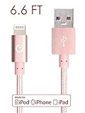 Volts Nylon Braided Lightning to USB Cable with 8-Pin Connector for Apple iPhone 6, 6 Plus, iPod, iPad, Apple MFi Certified, 2 Meter - Rose Gold ...