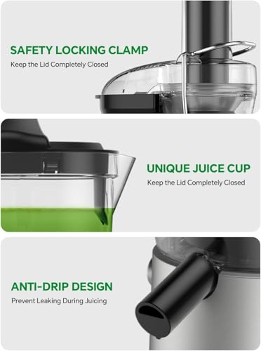 Juicer Machines, Centrifugal Juicers Extractor Max Power 1200W with 75mm Feed Chute for Whole Fruit and Vegetable, 2 Speeds Comtrol, High Juice Yield, 650ml Large Juice Jug, Cleaning Brush Included