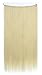 SWACC Straight/Curly Halo Wire Hidden Hairpiece Flip Synthetic Hair Extensions NO Clip Ins 80G (22-Inch Straight, Bleach Blonde-613#)