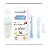 Baby Feeding Set – Baby Weaning Feeding Kit for 6+ Months Infants – Squeeze Bottle Dispenser and 2 Training Spoons Included – Food Grade Silicone Toxin Free – Original Baby Shower Gift
