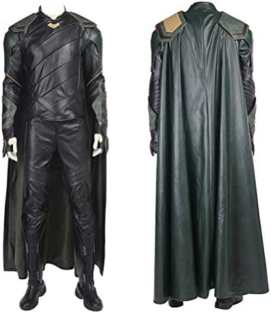 COOLNAN Loki Cosplay Costume Adults Halloween Outfit Set (Ragnarok Black Version)