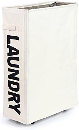 Laundry Hamper Basket with Slim Wheels Laundry bin for Clothes Washing Beige