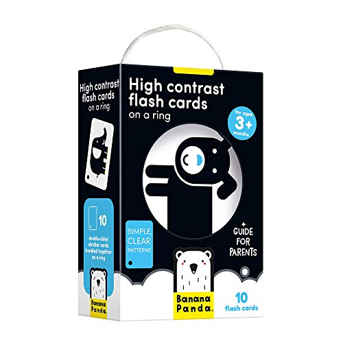 Banana Panda - High Contrast Flash Cards on a Ring - Visual Learning Activity for Babies Ages 3 Months and Up