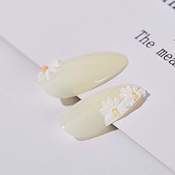 RikView White Almond Press on Nails Medium Fake