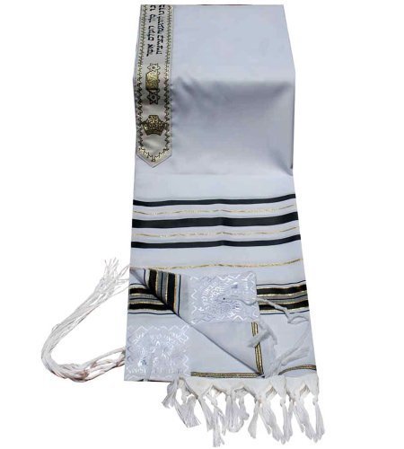 Acrylic Tallit (imitation Wool) Prayer Shawl in Black and Gold Size 24" L X 72" W Acrylic Tallit (imitation Wool) Prayer Shawl in Black and Gold Size 24" L X 72" W
