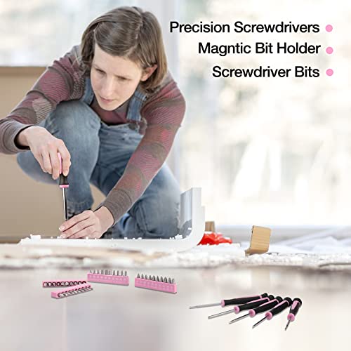 WORKPRO Kit de herramientas rosa - Juego de herramientas de mano con bolsa redonda fácil de transportar - Herramientas duraderas con acabado cromado - Kit de herramientas para el hogar perfecto para bricolaje, mantenimiento del hogar - Cinta rosa WORKPRO Kit de herramientas rosa - Juego de herramientas de mano con bolsa redonda fácil de transportar - Herramientas duraderas con acabado cromado - Kit de herramientas para el hogar perfecto para bricolaje, mantenimiento del hogar - Cinta rosa