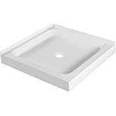 Fine Fixtures 32" x 32" Double Threshold Acrylic Shower Base with Non-Slip Textured Surface - Durable White Shower Floor Pan 