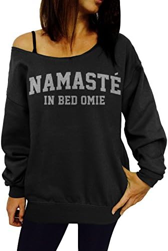 Dentz Design Namaste in Bed Slouchy Sweatshirt - Small Black Silver Ink