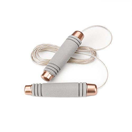 Dream Wings Adjustable Jump Rope with Comfortable Foam Handles,PVC Steel Cable for Speed Skipping Rope Cardio, Workout and Fitness Training Jump Rope for Adult Kids Men Women (Gray)