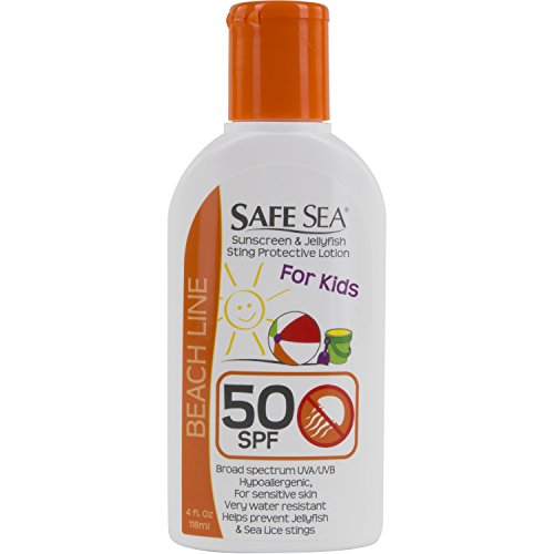 Safe Sea Anti-jellyfish Sting Protective Lotion - Sunscreen - Sunblock - Sea Lice - Jelly Fish (SPF50 for Kids, 4oz Bottle, Single Pack)