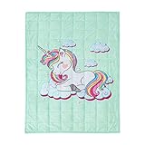 BUZIO Kids Fleece Weighted Blanket 5lbs, Unicorn Blanket for Kids with 4 Color Options, Ultra Soft and Cozy Heavy Blanket, Great for Calming and Sleep, 36x 48inch