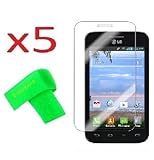5 x LG Optimus Dynamic II LG39C L39C Screen Protector Guard CLEAR PRE-CUT No Cutting Require Perfect Fit + EXTREME BRAND (5 x Clear Screen Protector)
