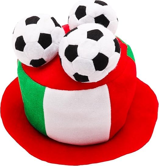 Toyland® Italy Flag Novelty Football Fan Top Hat With 3D Footballs - Perfect For Euro/World Cup/Football Parties & Italian Celebrations - 8 Countries Available