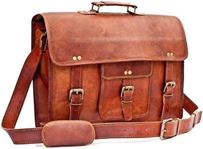 Barello London Unisex Laptop Bag Leather Bag Leather Satchel Messenger Bag 16” Lincoln Satchel