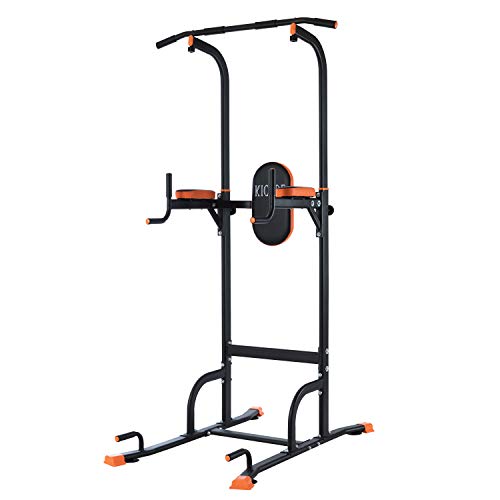 Kicode Power Tower, Pull up Dip Station with Push Up Bars, Strength Training Exercise Home Gym Equipment, Adjustable Height Heavy Duty Workout Stand Station for Home, Gym, Office, Outdoor