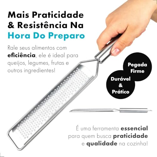 Ralador Zester para Queijos Limão Cítricos Gengibre Coco Material Inox Leve e Fácil de Manusear