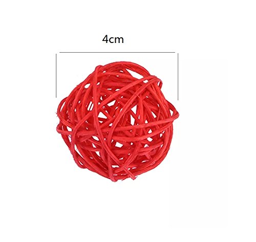 Stock Show 10Pcs/Pack 1.57" Rattan Balls Bird Chew Toy DIY Accessories Toy for Parrot Budgie Parakeet Cockatiel Conure Lovebird Finch Macaw African Grey Cockatoo(Color Assorted)