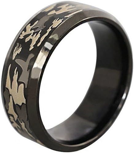 8mm Size 7-14 Stainless Steel Camo Camouflage Ring Band Hunting Fishing Outdoor Sports Cocktail (10)