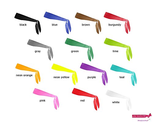 Kenz Laurenz 12 Tie Back Headbands Moisture Wicking Athletic Sports Head Band You Pick Colors (YouPickColors)