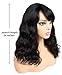 WIGER Brazilian Human Hair Wigs Natural Wavy Bob Wigs with Bangs Natural Black Color Short Wavy Virgin Human Hair Wigs for Black Women 14 Inches