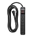 DEWENWILS 6-Outlet Power Strip Surge Protector Long Extension Cord, Low Profile Flat Plug, and 15 Amp Circuit Breaker, 500 Joules, Wall Mount, UL Listed (10 Foot, Black)