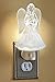 Collections Etc White Angel Soft Glow Night Light with Frosted Finish Detail, Home Lighting for Any Room
