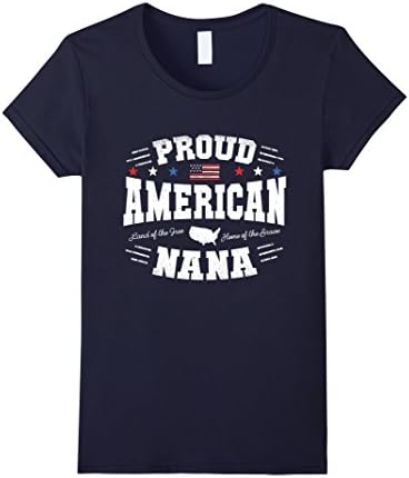 Womens Proud American Nana Flag USA 4th of July Patriotic T Shirt Medium Navy