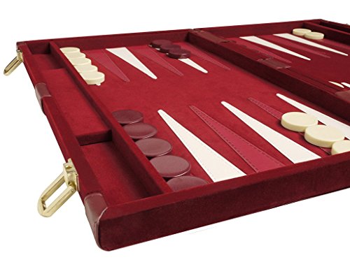 15" Deluxe Backgammon Set - Attache Case - Medium Size Maroon Board