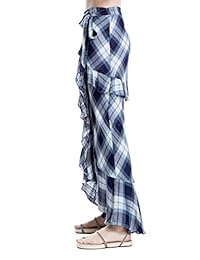 MaxStudio Plaid Maxi falda Wrap con volantes