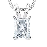 3 carat 14k white gold gia certified radiant cut diamond pendant necklace value collection j k color si1 si2 clarity 3 0 ct 16 in gold chain