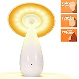 Dimmable LED Night Lamp, Levin Portable Eco Elf Lamp for Baby Nursery Romantic Mood with Voice Command Control Touch Sensitive 7 Colors Brightness Rechargeable White