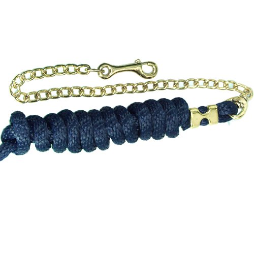 Intrepid International Poly Lead Rope with Brass Plated Chain, Navy
