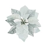 XmasExp 12 Pack Glitzy Poinsettia Bushes Christmas