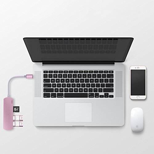 Type C USB Adapter,Dream Wings USB Type C Convertor Cable Memory Card Reader HUB with 2 USB 3.0 +1SD+1Micro SD Ports for Apple New MacBook 12 inch / 2016,2017 MacBook Pro 13 inch 15 inch (Rose Gold) - Thumbnail 6