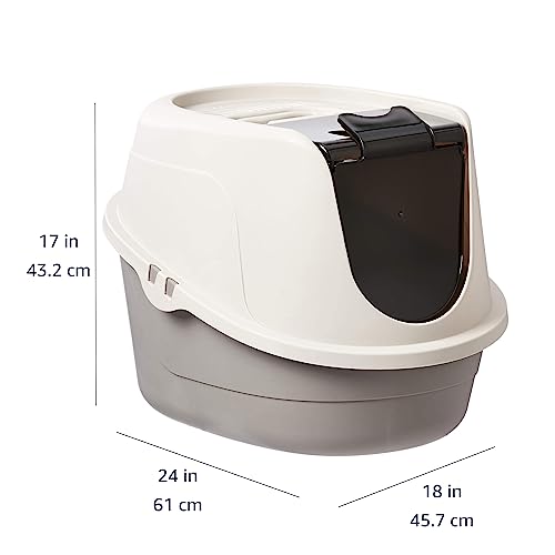 AMAZON BASICS NO-MESS HOODED ENCLOSED CAT LITTER BOX, LARGE, MULTICOLOR, 24 IN X 18 IN X 17 IN